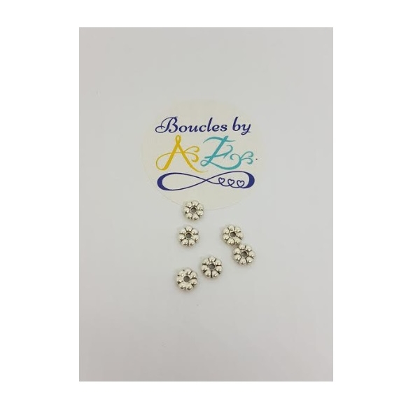 Perle intercalaire fleur argentée 6mm x20 - Photo n°1