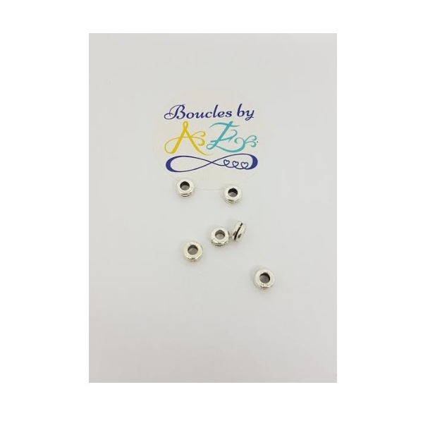 Perle ronde plate argentée 6*3mm x30 - Photo n°1