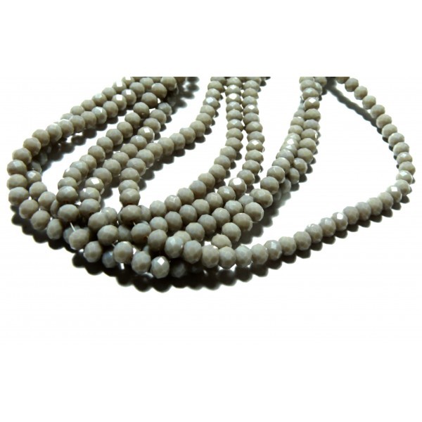 1 fil d'environ 149 perles Rondelles Verre Facettée Gris foncé 4 par 3mm I033 Couleur 14 - Photo n°1