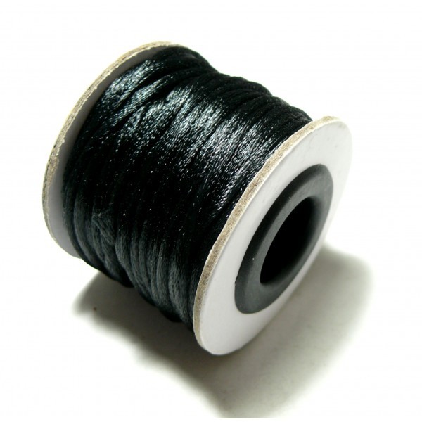 H01B05 Lot 1 rouleau de 15 mètres fil nylon pour Macramé 1.5mm Noir - Photo n°1