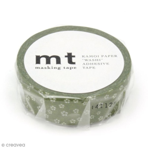 Masking tape fleurs - Fleurs vert ocre - 15 mm x 10 m - Photo n°2