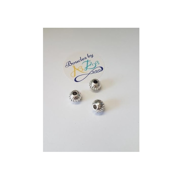 Grosses perles rondes en métal argenté 10mm x2 - Photo n°1