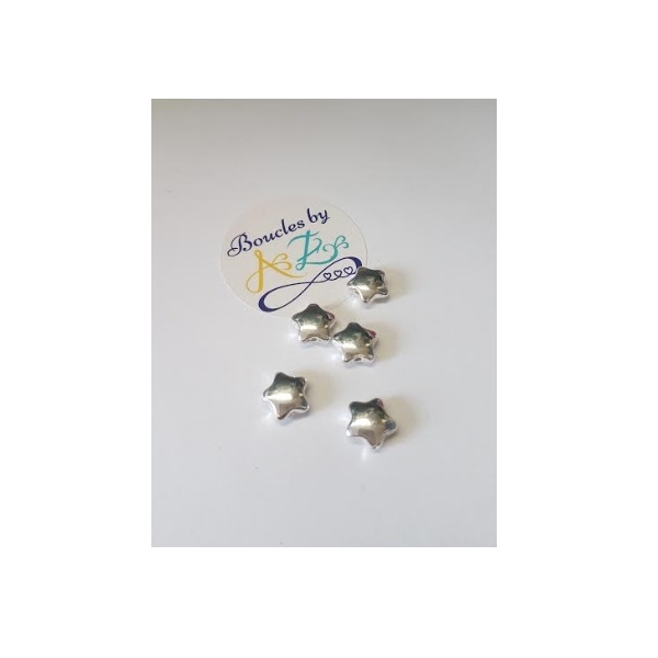 Perles étoiles argentées en métal 11*10mm x5 - Photo n°1