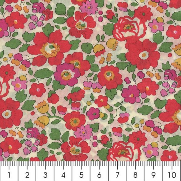 Tissu Liberty Betsy rouge - 2019 S - Par 10 cm (sur mesure) - Photo n°2