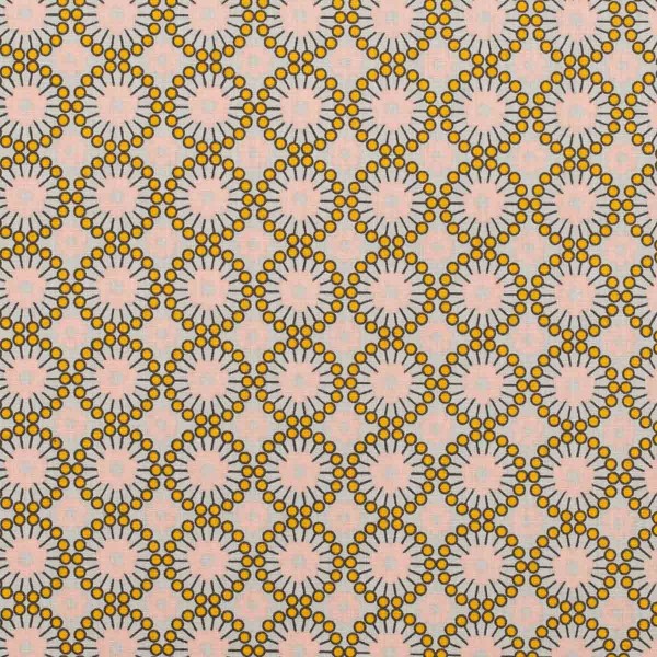 Tissu coton plaisant fleuri - Rose & jaune - Oeko-Tex® - Photo n°1