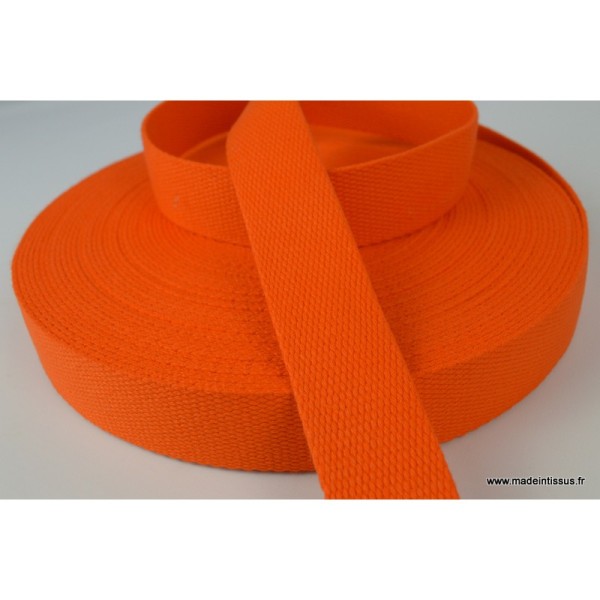 Sangle 30mm en coton pour sac coloris Orange - Photo n°1