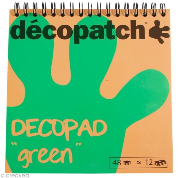 Bloc Decopad Décopatch Vert - 15 x 15 cm - 48 feuilles - Photo n°1