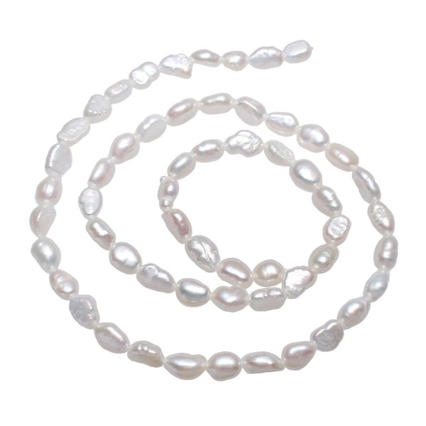 14.5 Pouce Brin Env 57pcs Naturel Ovale Blanc de Riz de Culture d'eau Douce Perles en Vrac Perles de - Photo n°1