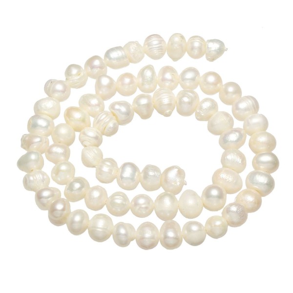 14 Inch Strand Env 67pcs Blanc Naturel Rondes de Culture d'eau Douce Perles en Vrac Perles 5mm - 6mm - Photo n°1