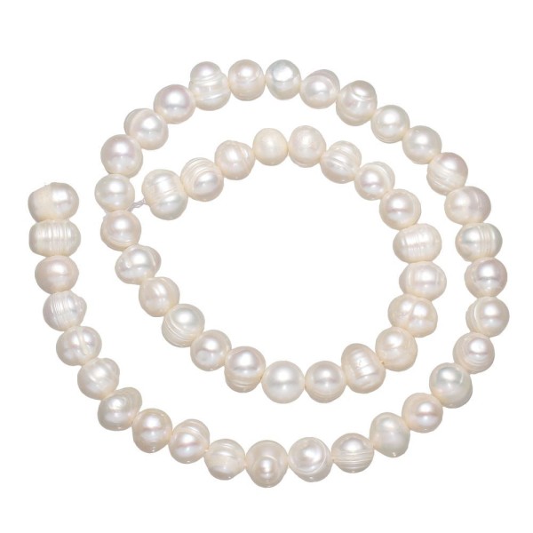 16pcs Blanc Naturel Rondes de Culture d'eau Douce Perles en Vrac Perles de mariée Mariage 7mm - 8mm, - Photo n°1