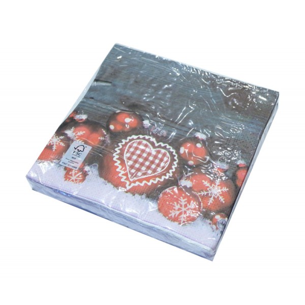 Serviettes en papier Boules de Noël x 20 - Photo n°1