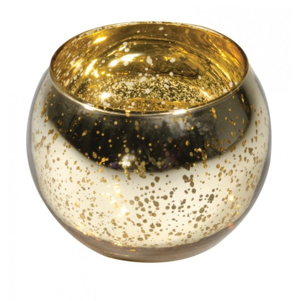 Bougeoir boule en verre mercurisé or - Photo n°1