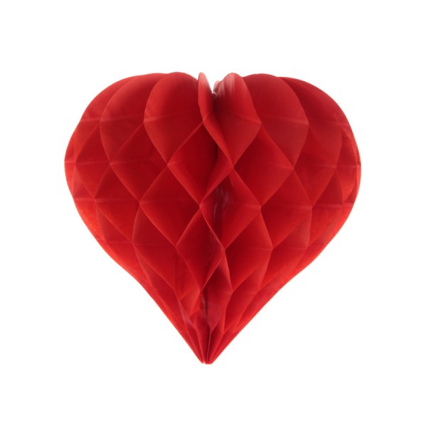 Boule décorative coeur alvéolé rouge (x2) - Photo n°1