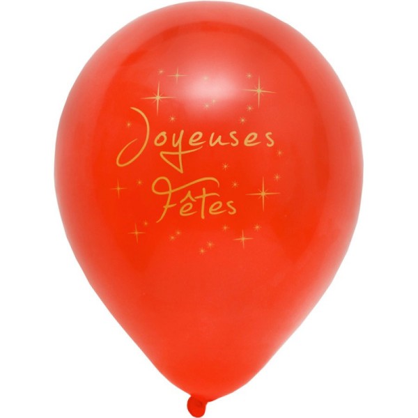 Ballons Joyeuses Fêtes (x8) rouge /or - Photo n°1