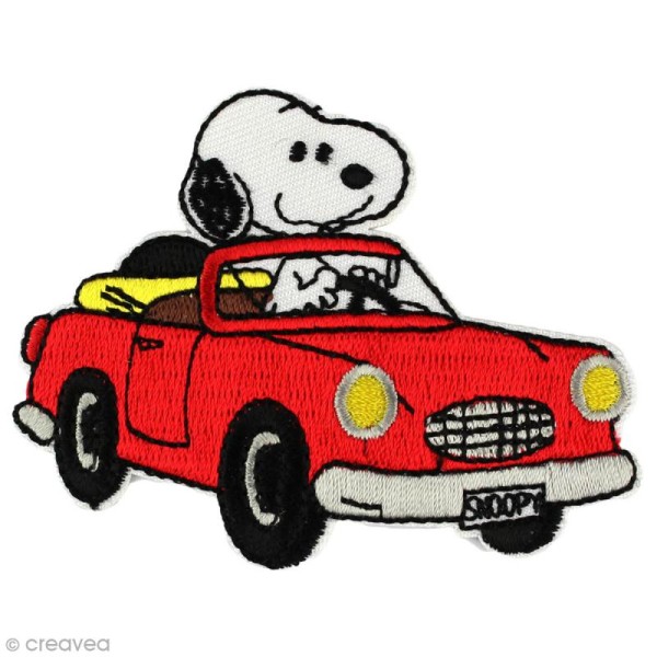 Ecusson brodé thermocollant - Snoopy - Snoopy en voiture - Photo n°1