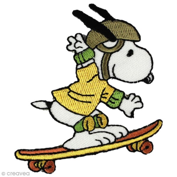 Ecusson brodé thermocollant - Snoopy - Snoopy en skateboard - Photo n°1