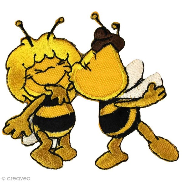 Ecusson brodé thermocollant - Maya l'abeille - Maya bisou - Photo n°1