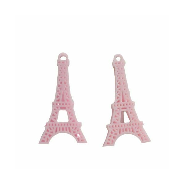 4pcs Rose Tour Eiffel Résine Cabochon, dos plat Fabrication de Bijoux Fournitures d'Artisanat Bricol - Photo n°1