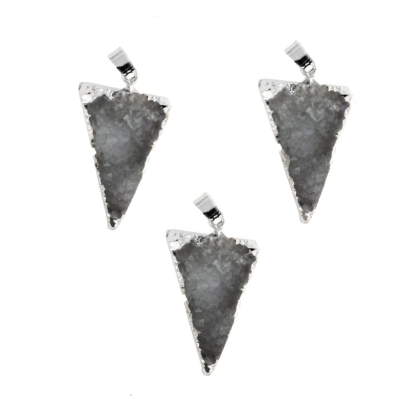 1pc Noir Cristal Gris Argent Druzy Triangle de Glace Quartz Agate de pierre Naturelle Plaqué Focal P - Photo n°1