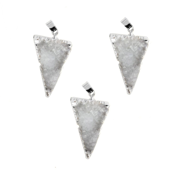 1pc Cristal Blanc Argent Druzy Triangle de Glace Quartz Agate de pierre Naturelle Plaqué Focal Pende - Photo n°1