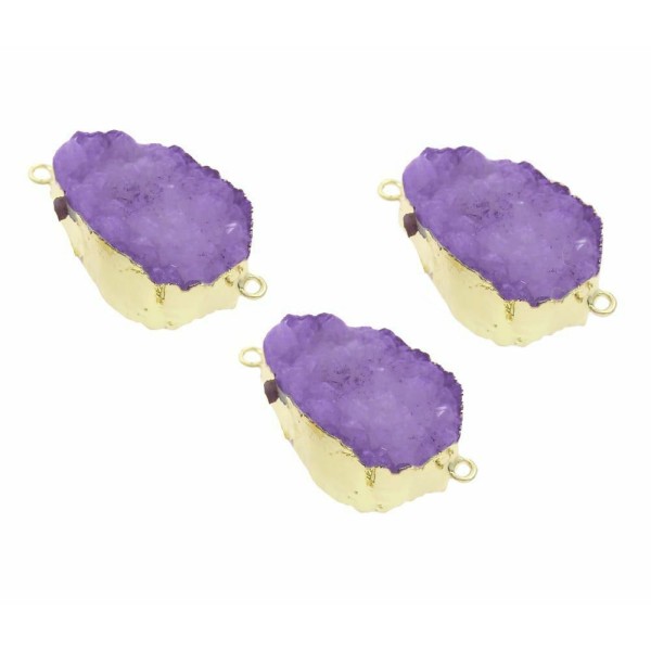1pc Cristal Violet Or Druzy Larme Goutte de Glace Quartz Agate Grande pierre Naturelle Plaqué Focal - Photo n°1