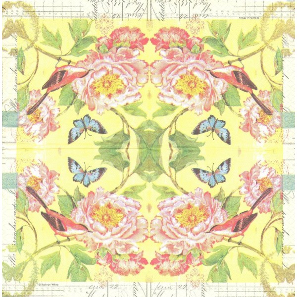 4 Serviettes en papier Oiseau Camélia Format Lunch Decoupage Decopatch 6274 PPD - Photo n°2