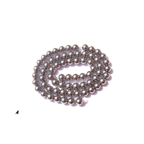 Hématite Argentée : 5 perles 6 MM de diamètre - Photo n°1
