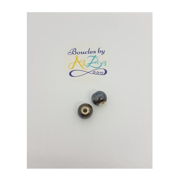 Perles marron en céramique 10mm x2 - Photo n°1