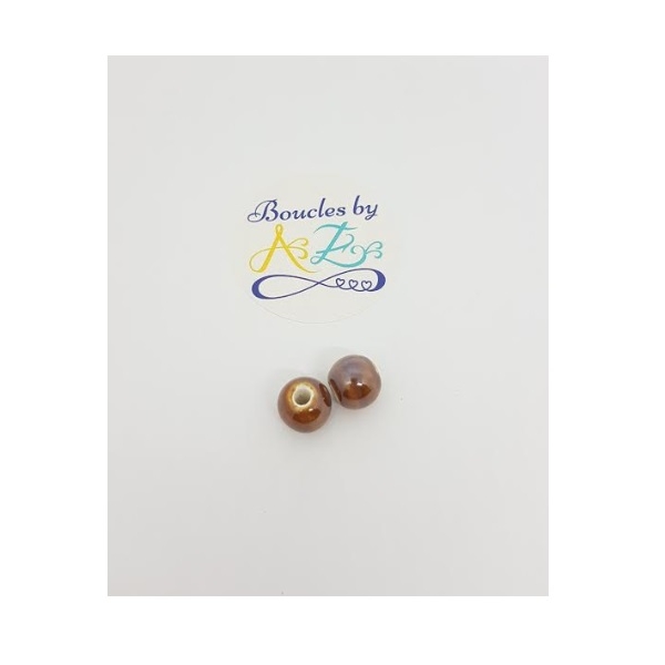 Perles marron en céramique 10mm x2 - Photo n°1