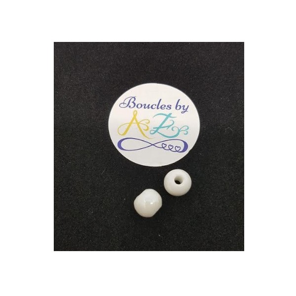 Perles blanches en céramique 10mm x2 - Photo n°1