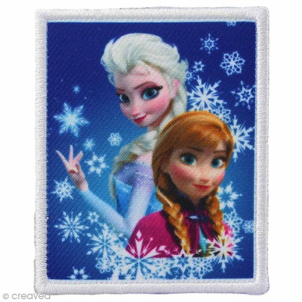 Ecusson brodé thermocollant - La reine des neiges - Elsa et Anna flocons - Photo n°1