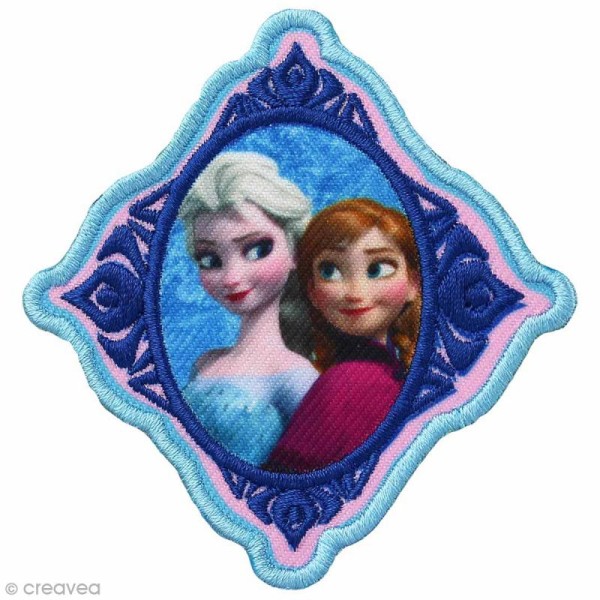 Ecusson brodé thermocollant - La reine des neiges - Elsa et Anna médaillon - Photo n°1