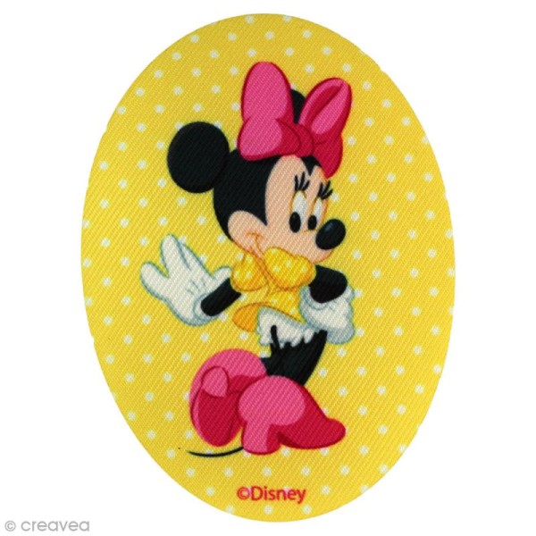 Ecusson imprimé thermocollant - Mickey - Minnie pois jaunes - Photo n°1