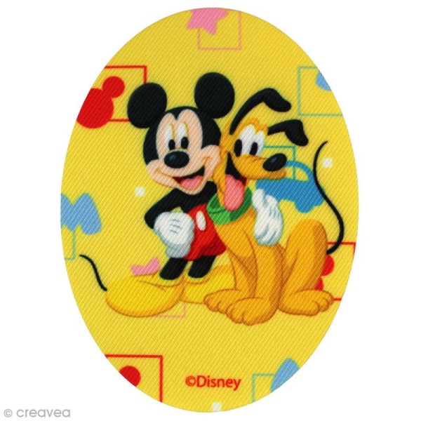 Ecusson imprimé thermocollant - Mickey - Mickey et Pluto jaune - Photo n°1
