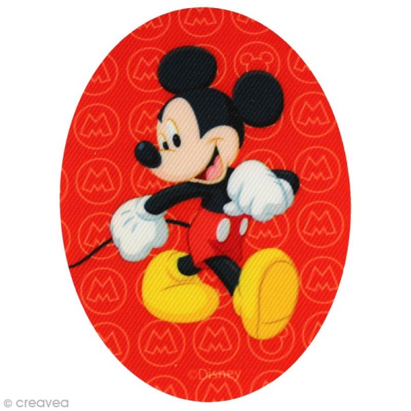 Ecusson imprimé thermocollant - Mickey - Mickey fond logo - Photo n°1