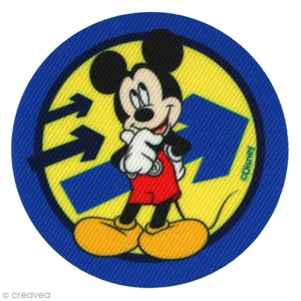 Ecusson imprimé thermocollant - La maison de Mickey - Mickey médaillon à flèches - Photo n°1