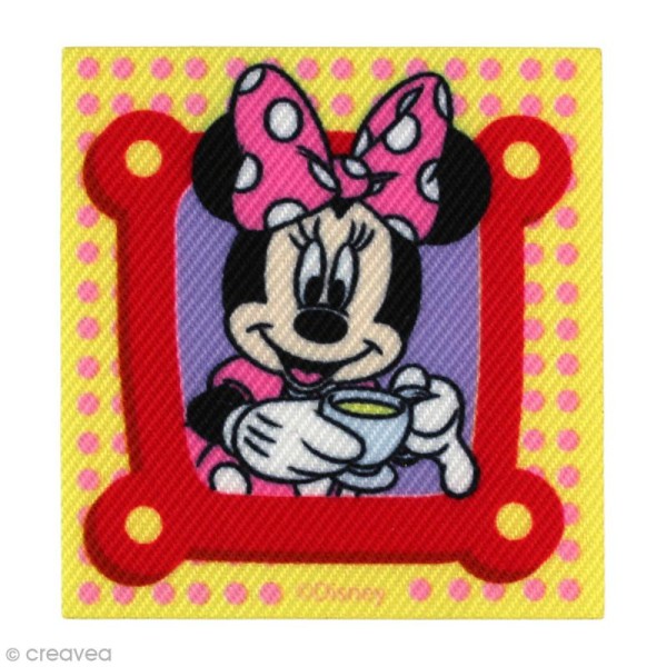 Ecusson imprimé thermocollant - La maison de Mickey - Minnie et tasse - Photo n°1