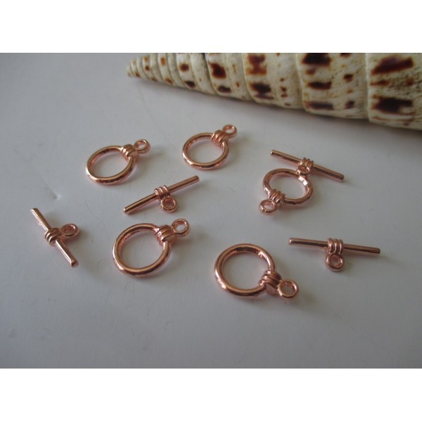 Lot de 5 fermoirs toggles rond or rose - Photo n°1