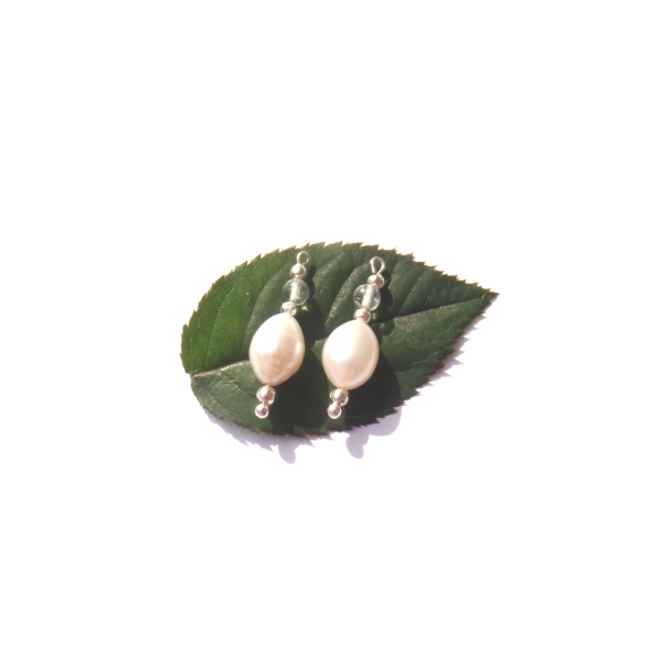 Perles Eau douce / Aigue Marine : 2 breloques 2,4 cm de hauteur x 7 mm max de diamètre - Photo n°1