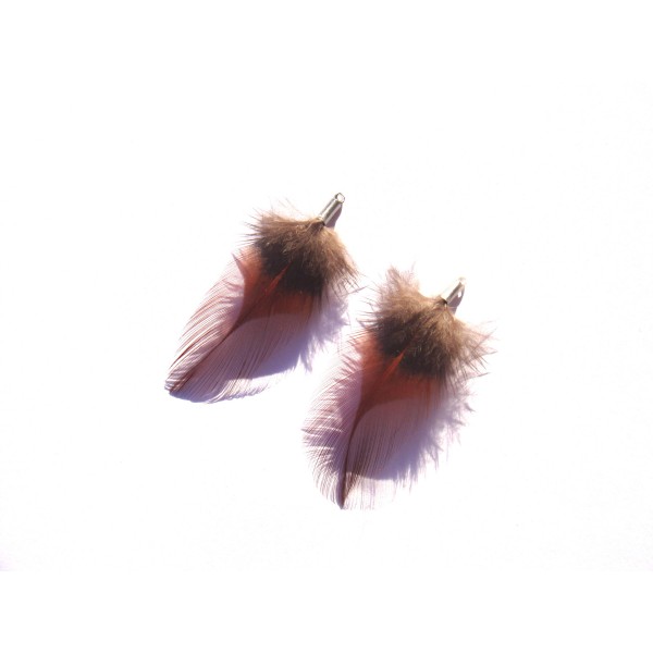 Pendentifs/breloques en plumes naturelles de coq 52 MM environ de hauteur - Photo n°1