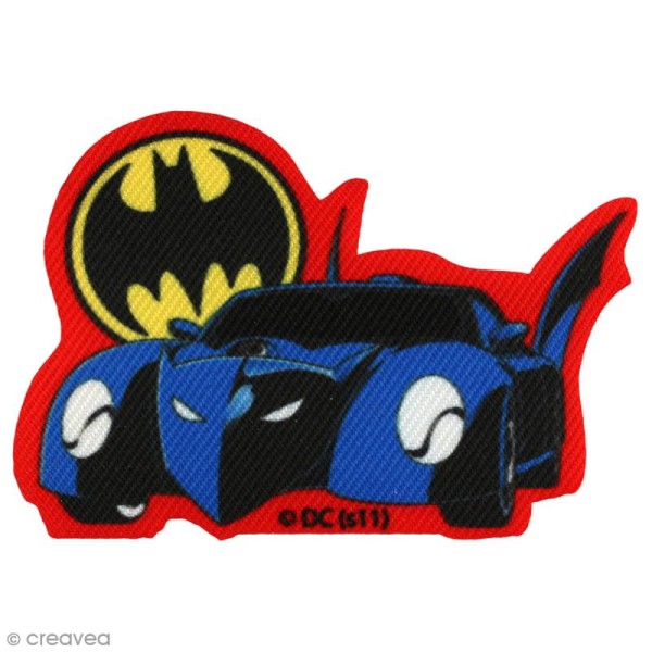 Ecusson imprimé thermocollant - Batman - Batmobile et logo - Photo n°1