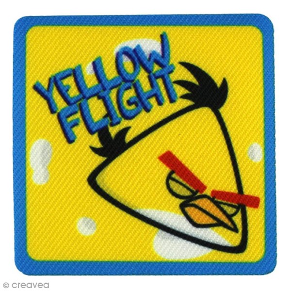 Ecusson imprimé thermocollant - Angry birds - Chuck yellow flight - Photo n°1