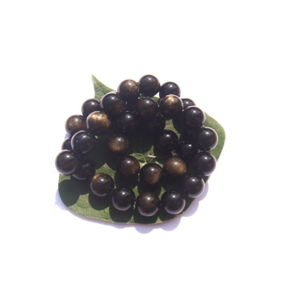 Obsidienne dorée : 4 perles 12 MM de diamètre - Photo n°1