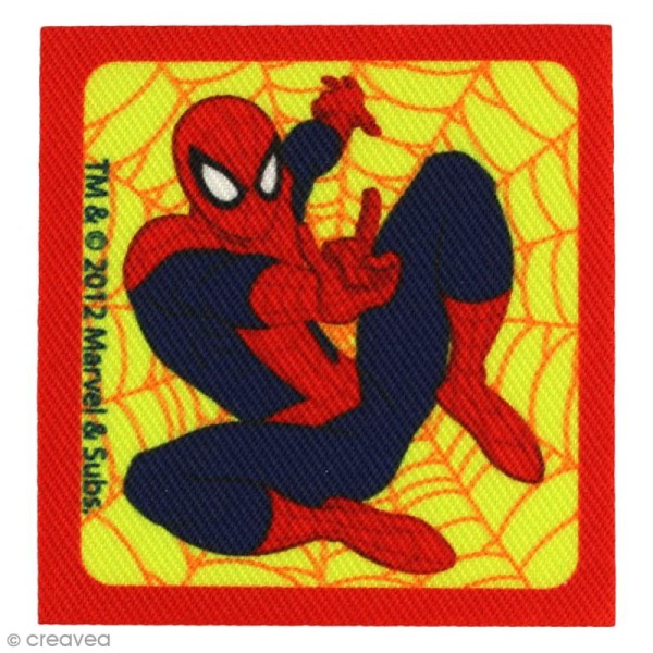 Ecusson imprimé thermocollant - Spiderman - Spiderman carré rouge - Photo n°1