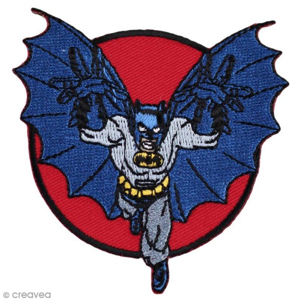 Ecusson brodé thermocollant - Batman - Batman attaque rond rouge - Photo n°1