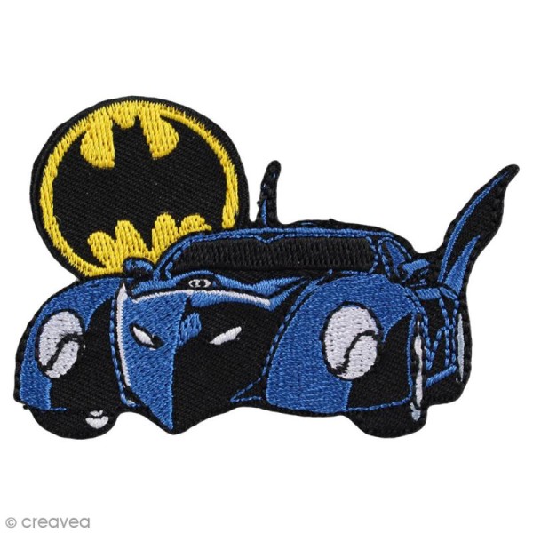 Ecusson brodé thermocollant - Batman - Batmobile et logo - Photo n°1
