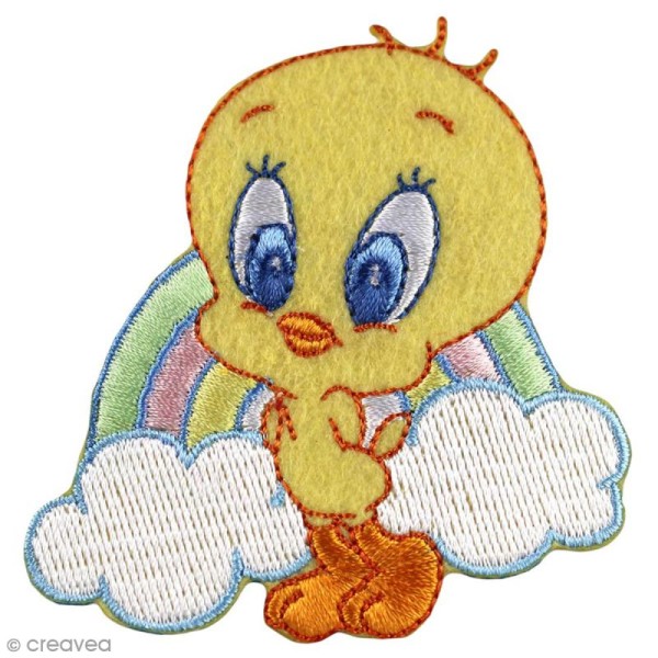 Ecusson brodé thermocollant - Baby Looney Tunes - Titi arc en ciel - Photo n°1