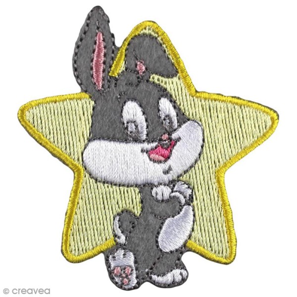Ecusson brodé thermocollant - Baby Looney Tunes - Bugs Bunny étoile - Photo n°1