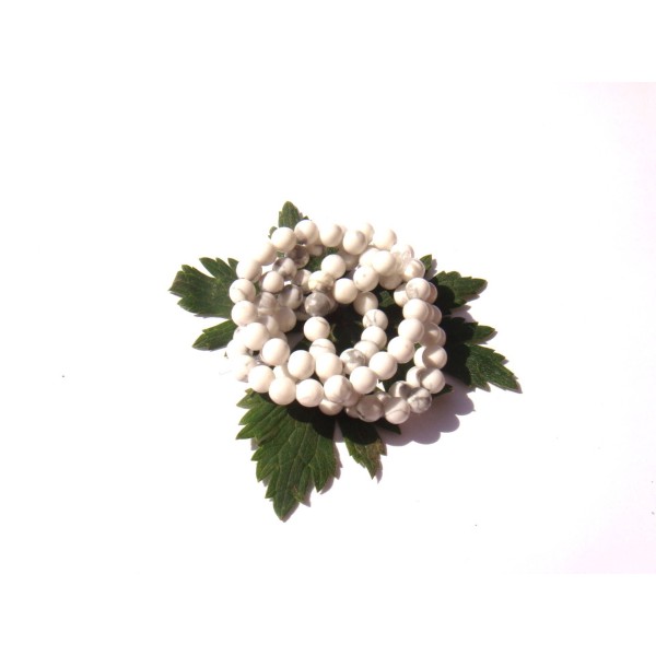 Howlite naturelle marbrée : 15 perles 4 MM de diamètre - Photo n°1