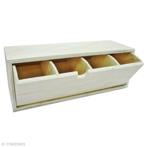 Boîte à tisanes en bois - 30 x 10 x 11 cm - Photo n°1